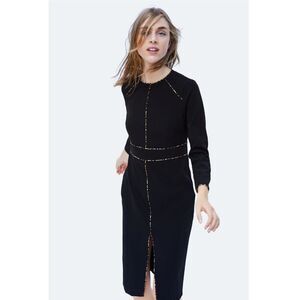 Zara Fitted Sheath with Leopard Print Piping